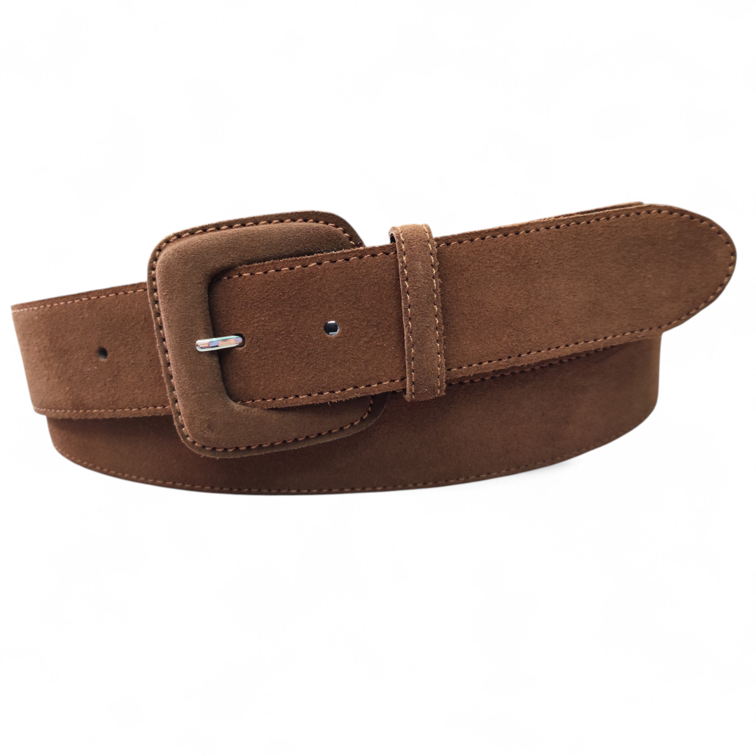 Cinturón serraje mujer hebilla forrada (4cm)