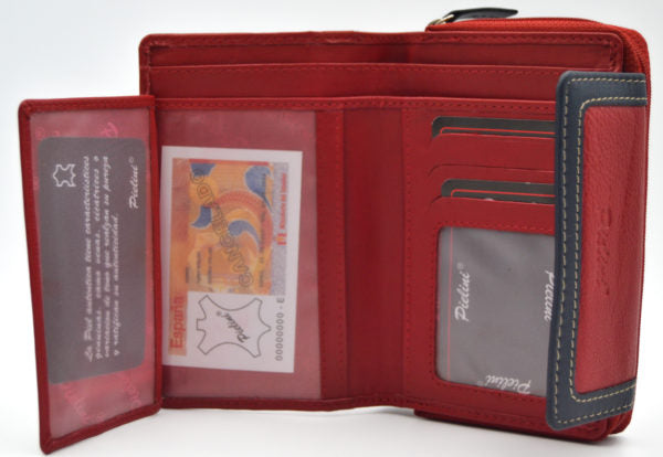 Cartera señora piel con broche y monedero de cremallera (PIELINI)