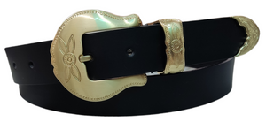 Cinturón piel vaquero mujer "Cowboy" hebilla dorada