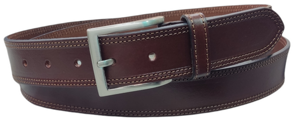 Cinturón piel hombre vaquetilla vaquero con doble hilo 3,5 cm