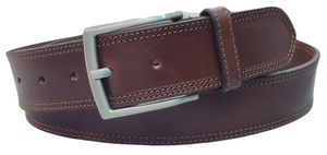 Cinturón piel hombre vaquetilla vaquero con doble hilo 4 cm