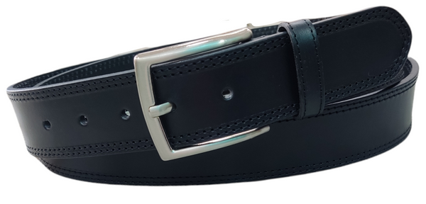 Cinturón piel hombre vaquetilla vaquero con doble hilo 4 cm
