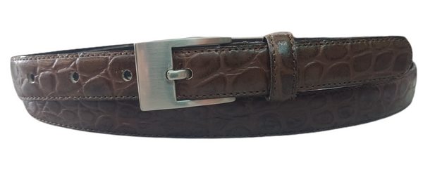 Cinturón piel señora Hebilla metálica grabado en coco (2 cm)