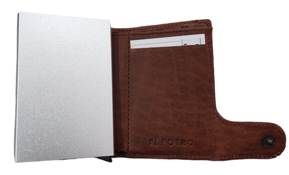 Cartera de piel con tarjetero metálico con billetero (EL POTRO)
