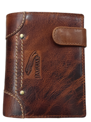 Cartera de piel Jaguar engrasada con broche