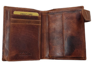 Cartera de piel Jaguar engrasada con broche