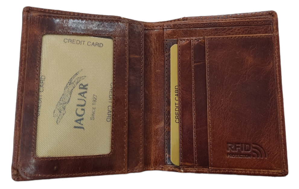 Cartera de piel Jaguar engrasada sin broche