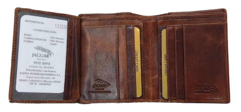 Cartera de piel Jaguar engrasada sin broche
