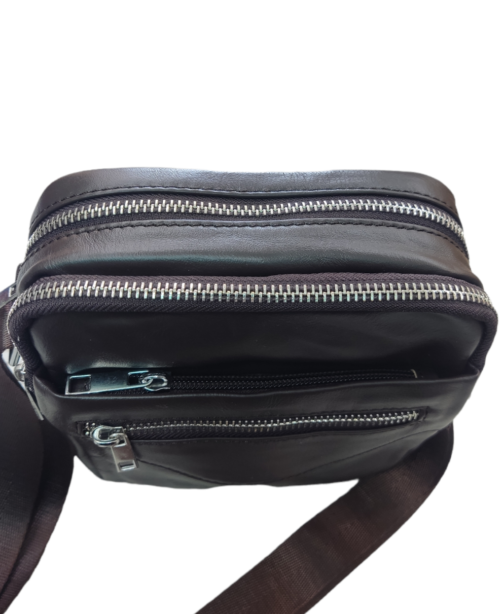 Bolso piel hombre cremalleras metalicas