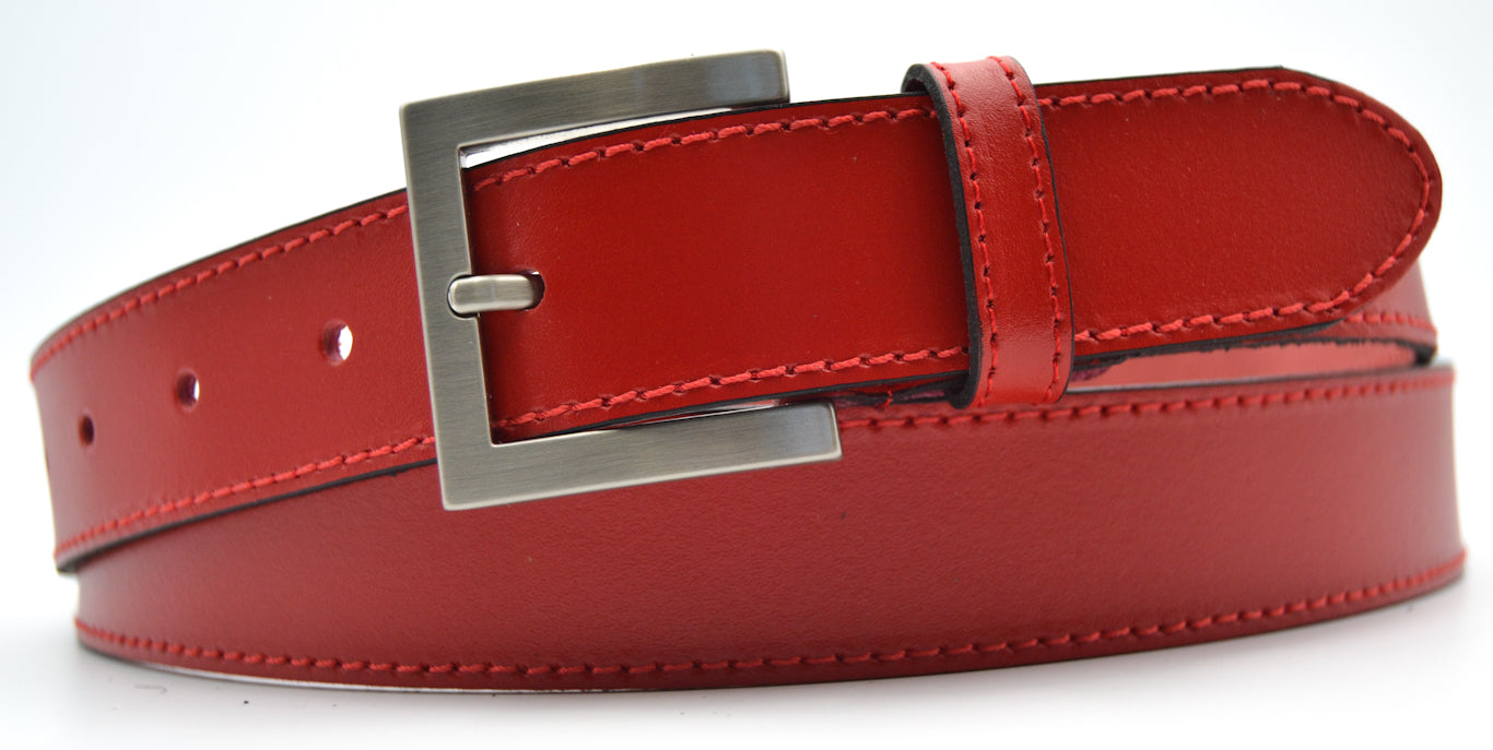 Cinturón piel mujer Clásico con hebilla plateada(3cm)