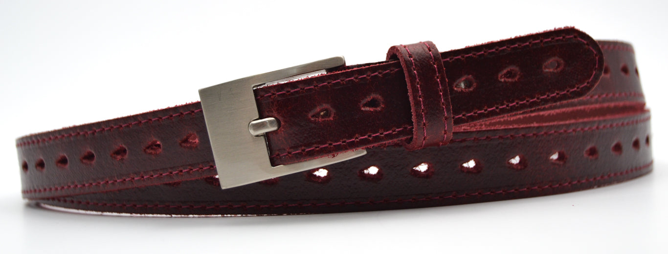 Cinturón piel mujer "Troquelado" (2 cm)